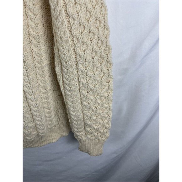 Inis Crafts Cream-Coloured Cable-Knit Thick Wool Sweater Women's Size M - Picture 2 of 10